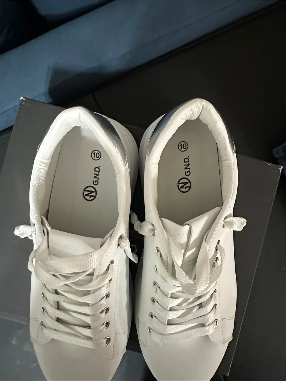 GND Women’s White Platform Sneakers with Silver Heel Accent